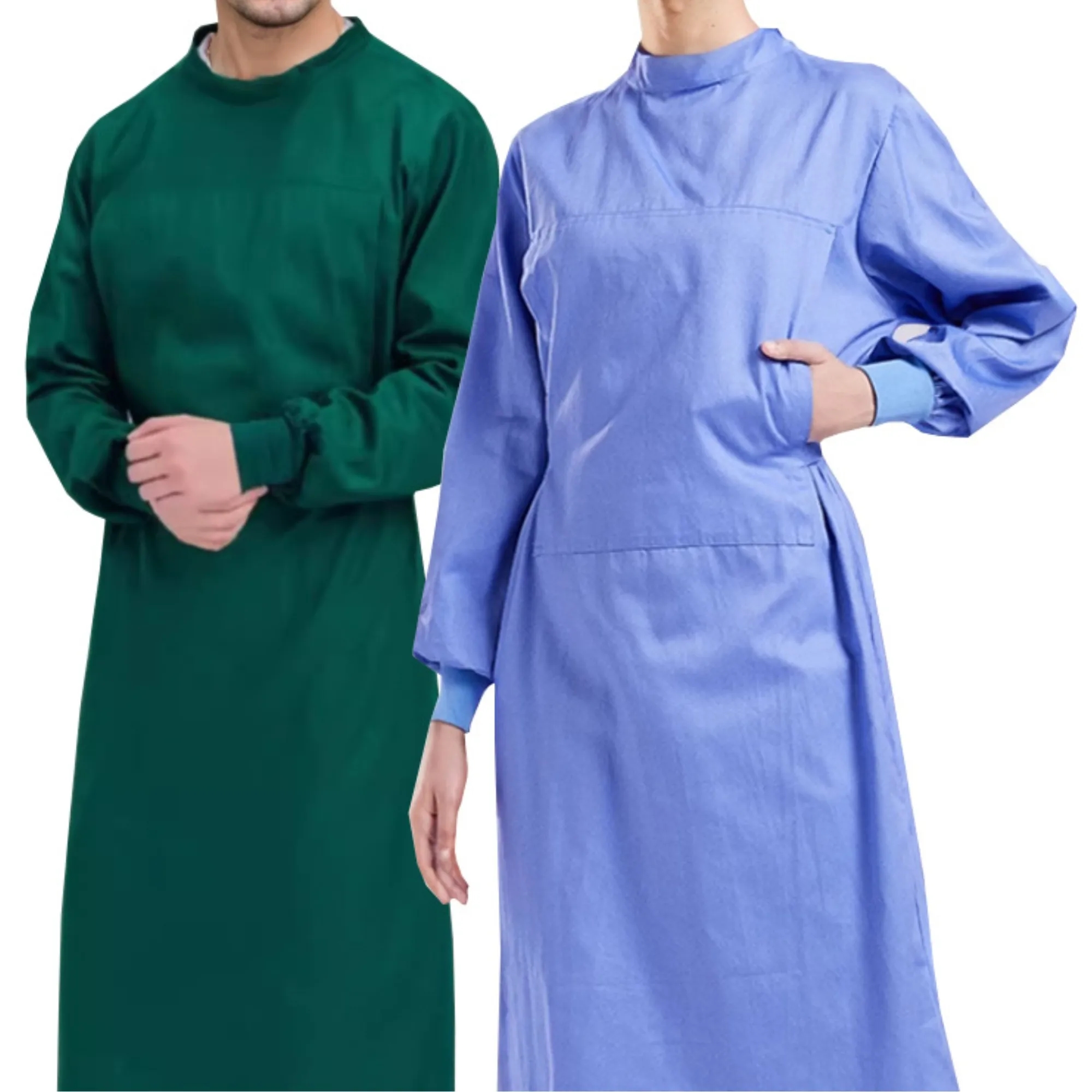 Long Sleeve Lab Coat Scrubs Surgical Gown For Men Women 2