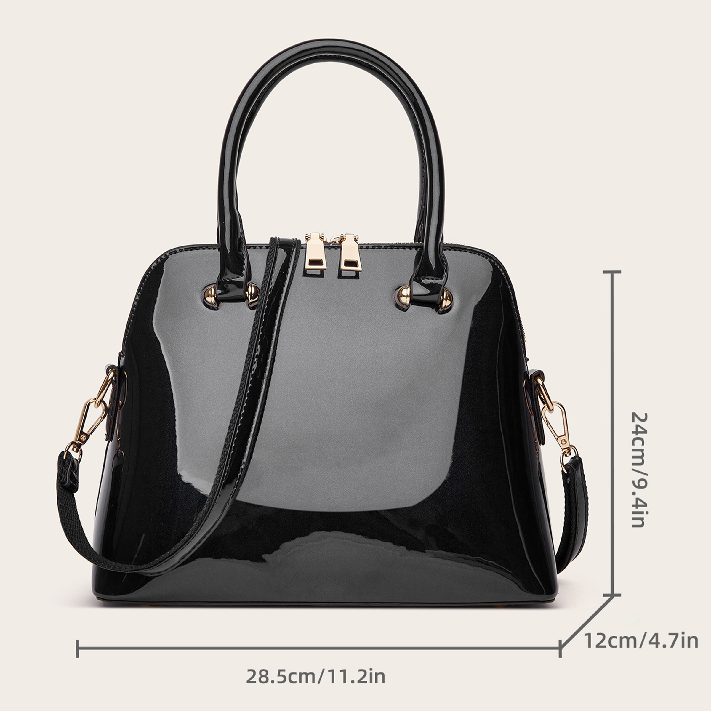Pu Fashionable Glossy Handbag 2