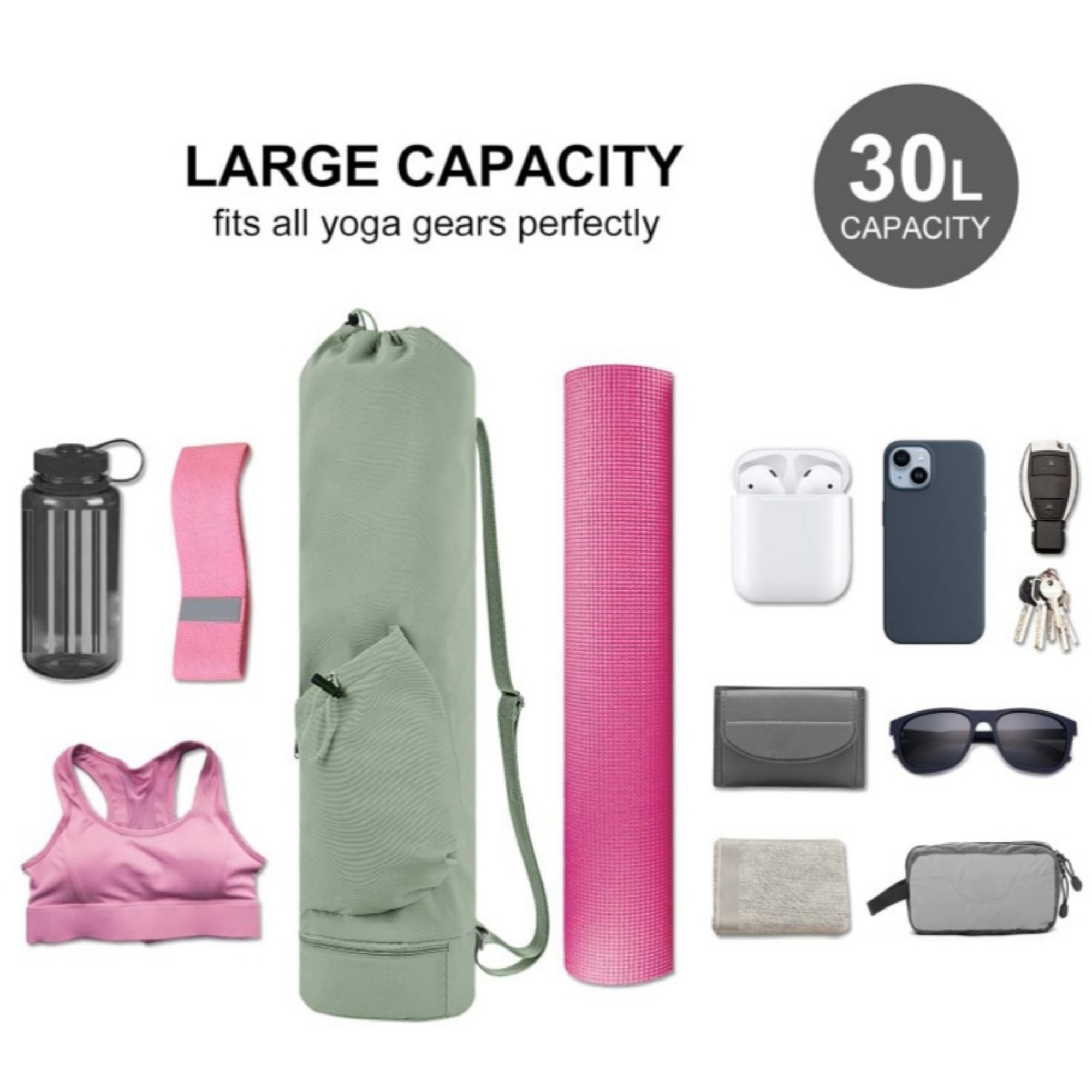 Yoga Mat Bag With Water Bottle And Bottom Wet Pocket 8