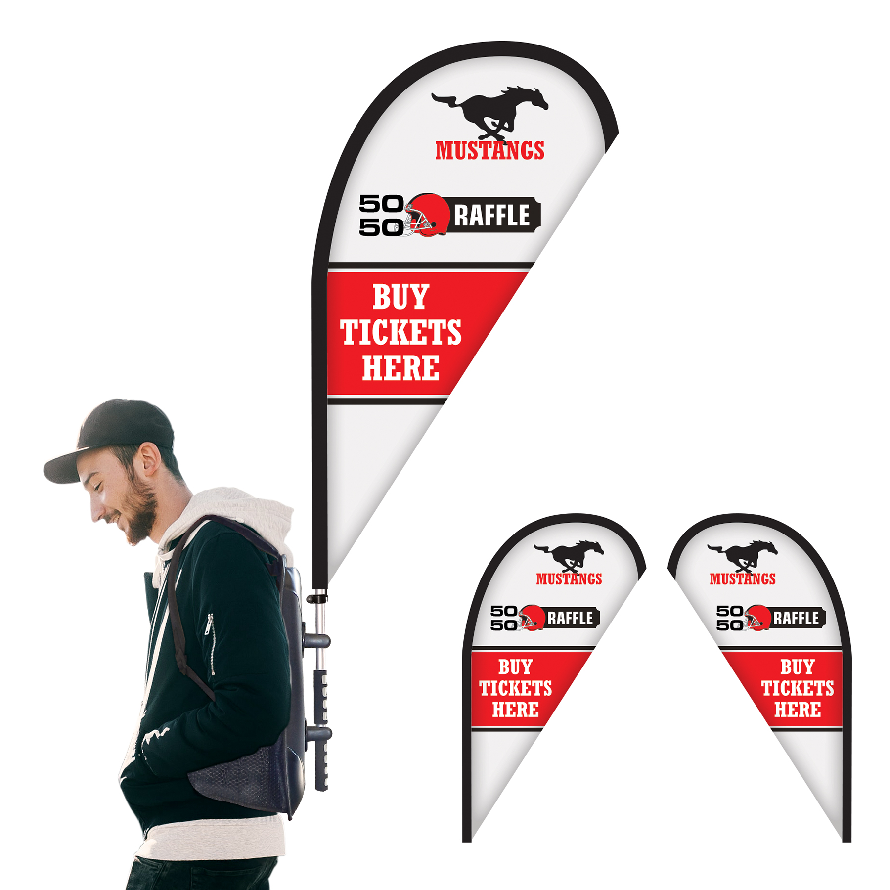 Basic Double Sided Teardrop Style Backpack Flag Kit 15