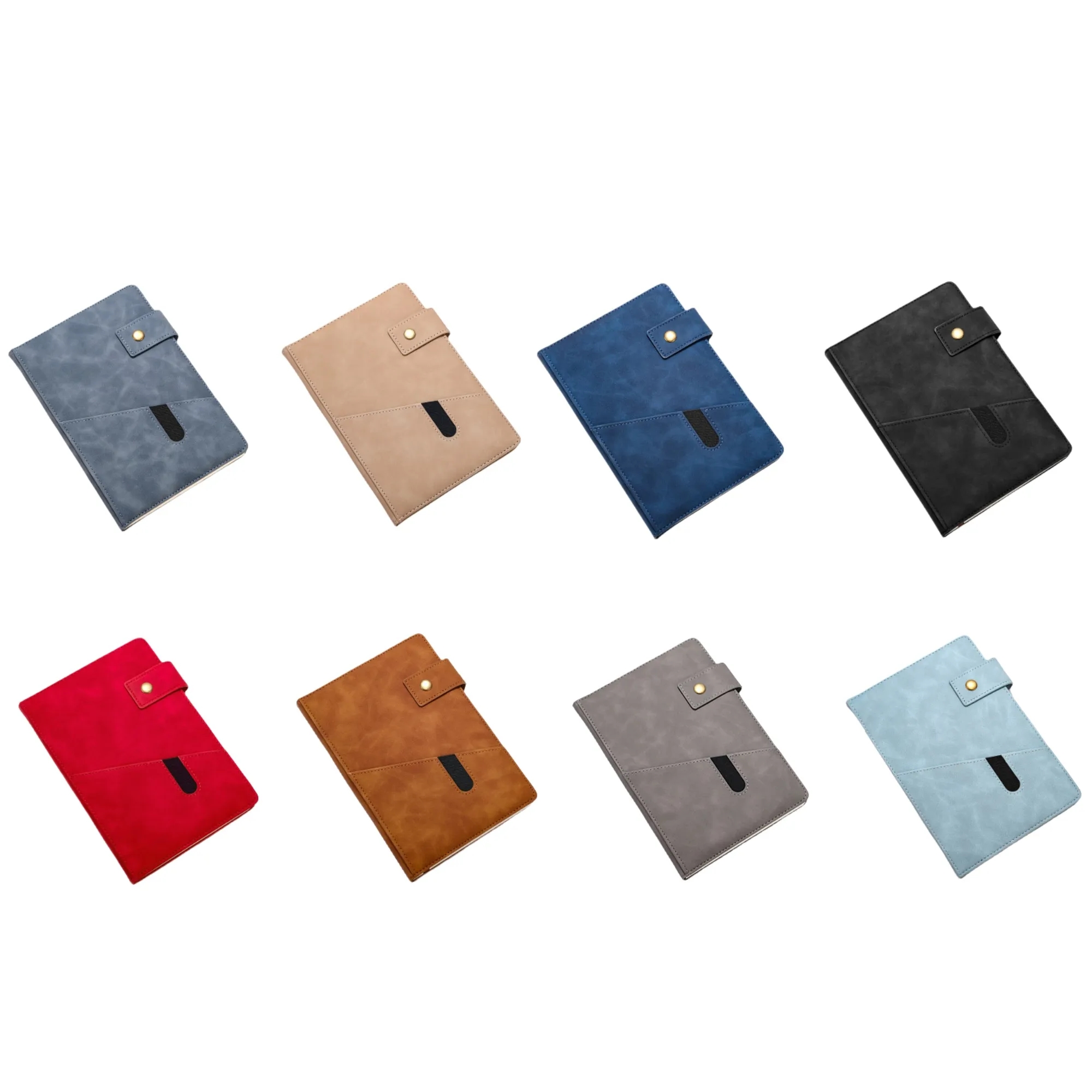 PU Leather Journal Notebook Meeting Record Book With Pocket 5