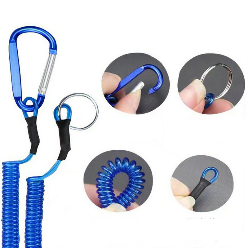 Retractable Safety Coiled Lanyard with Aluminium Alloy Carabiner Clip 11