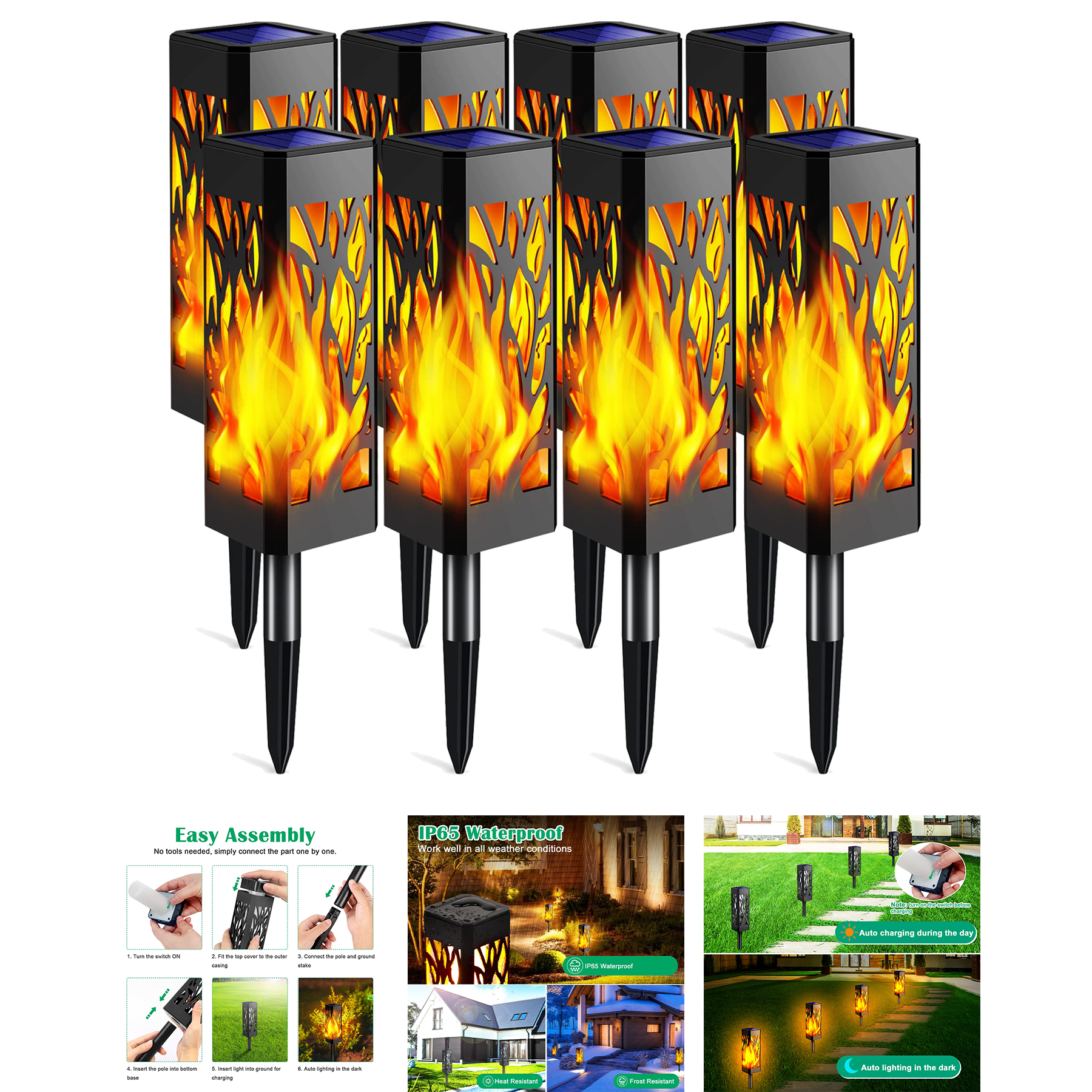 Solar Lights Outdoor Flickering Flame