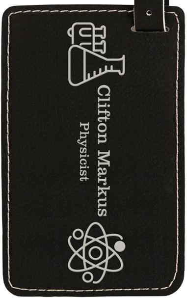 Black Faux Leather Luggage Tag 2
