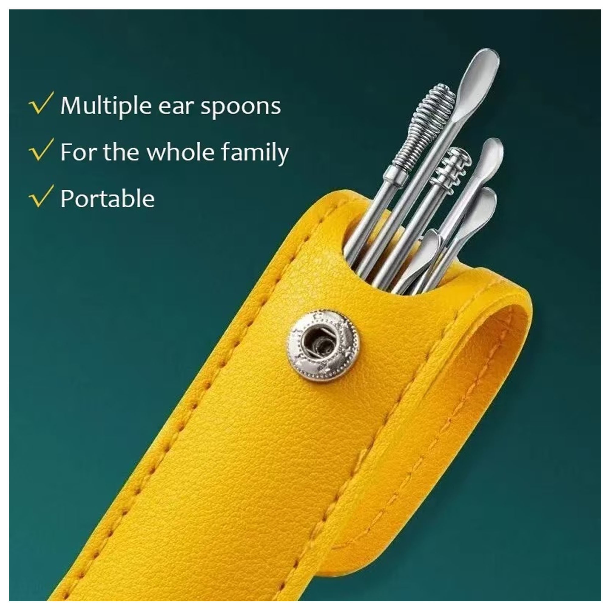 Stainless Steel Ear Pick Set ?C 6-Piece Kit with Leather Cases 5