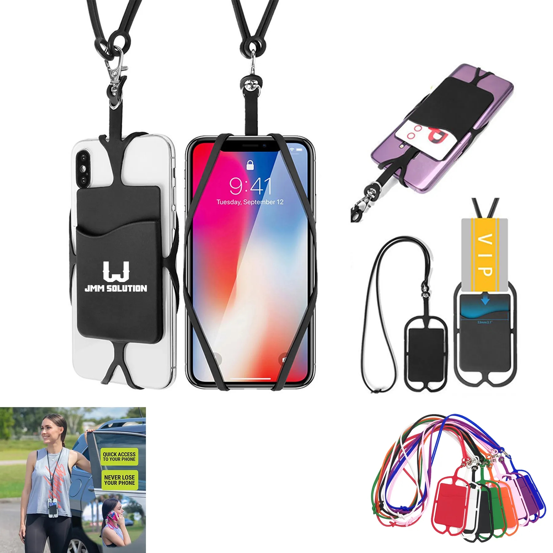 Silicone Lanyards with Phone Holder and Wallet 1