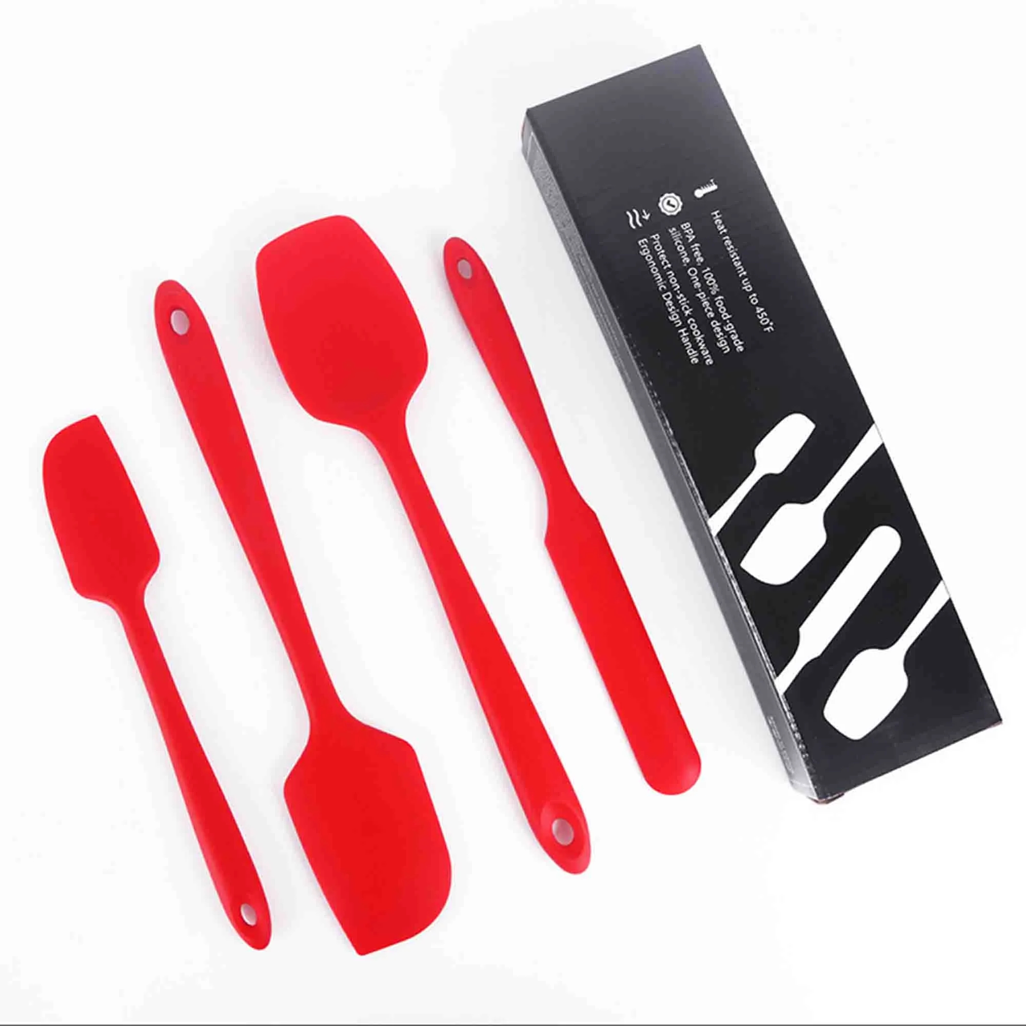4 Pieces Silicone Food Grade Rubber Spatula Set