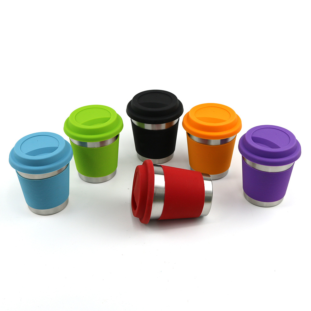 350Ml Travel Stainless Steel Tumblers W/ Silicone Sleeves 1