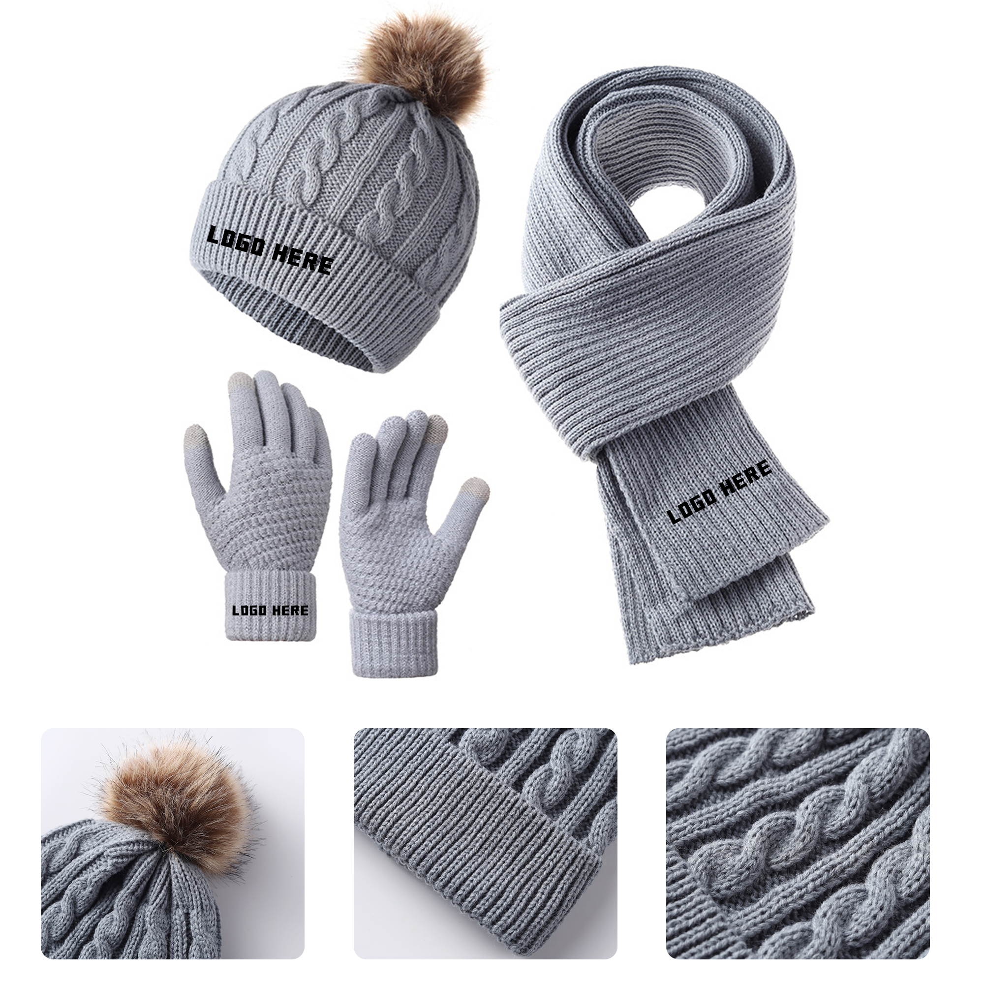 MOQ20 Winter Hat, Scarf, And Gloves Set 9