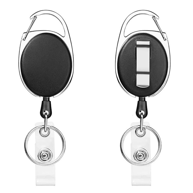 Retractable Badge Holder W/ Carabiner Clip & Keychain 6