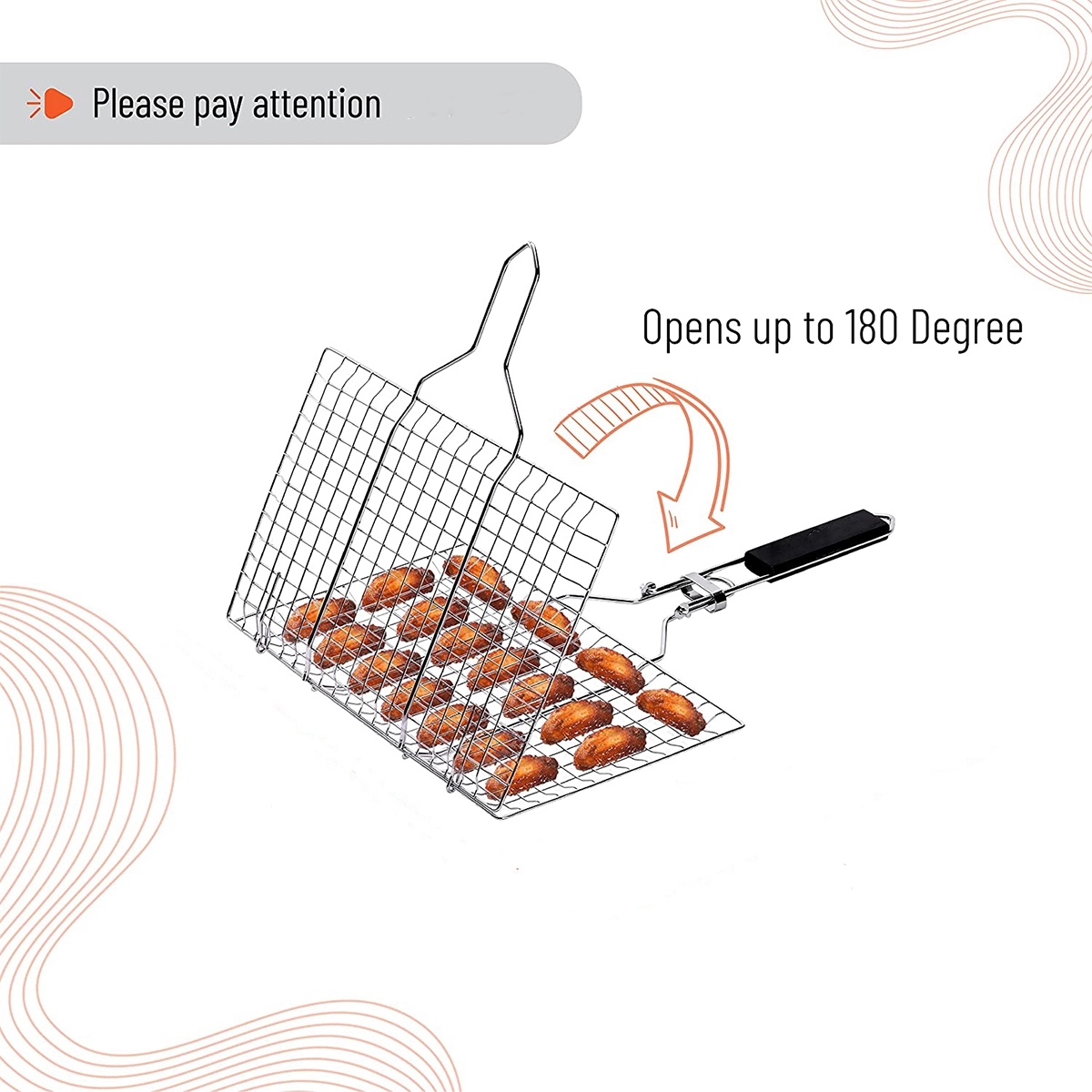 Outdoor Barbecue BBQ Stainless Steel Large Grilling Baskets 4
