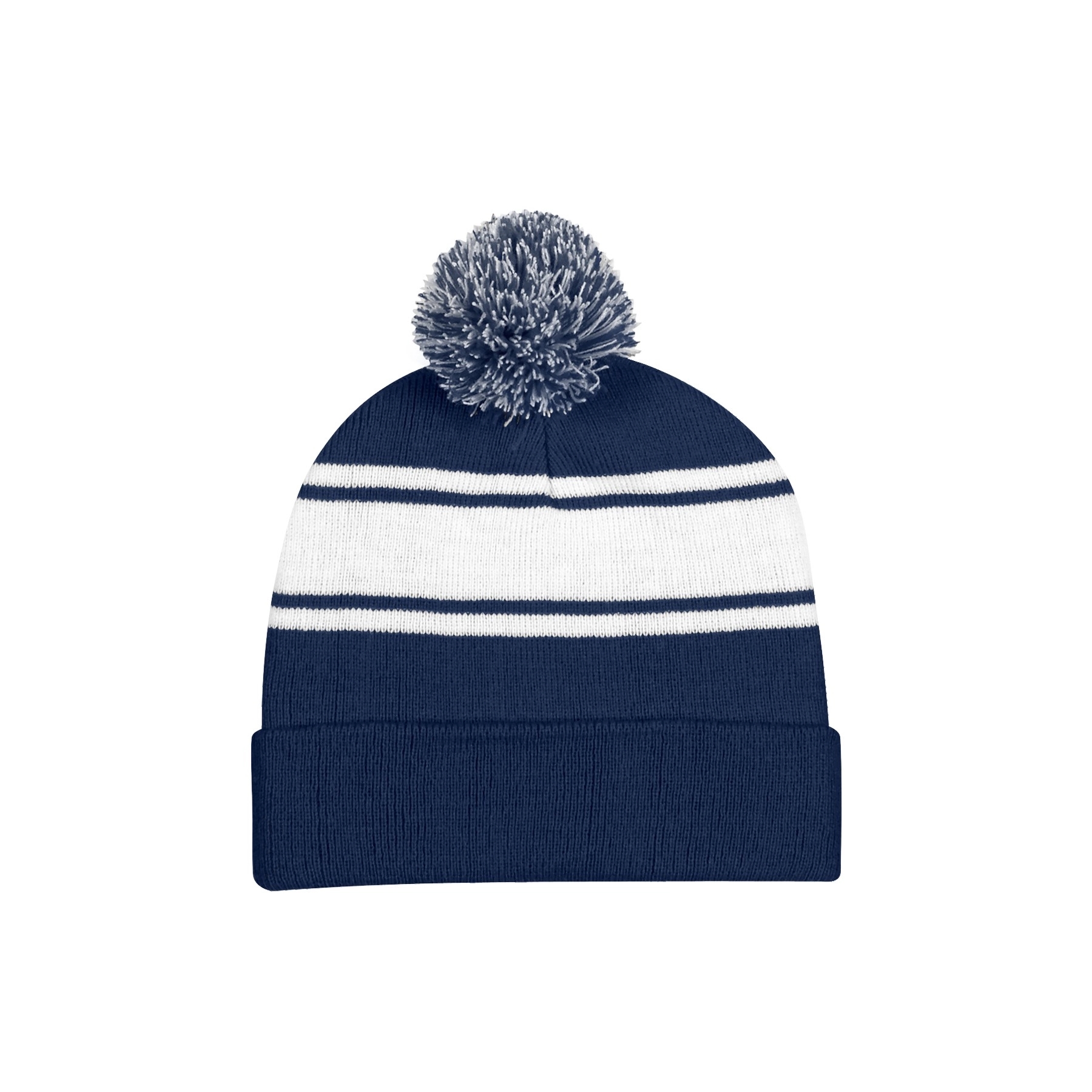 Two-Tone Knit Pom Beanie With Cuff 12