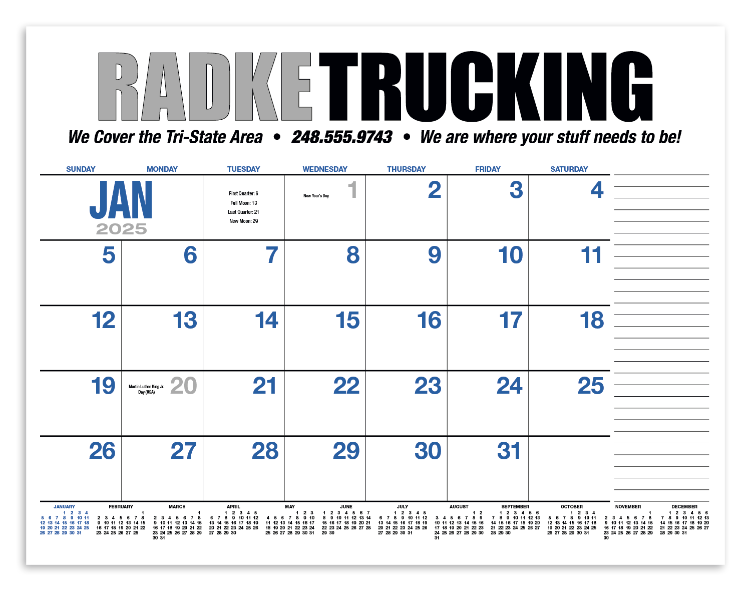 HotLine® Products 13-Month Desk Pad Calendar 22