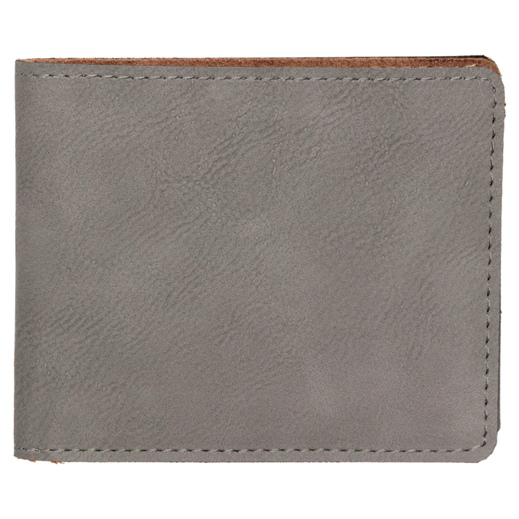 4 1/2" x 3 1/2" Gray Leatherette Bifold Wallet 3