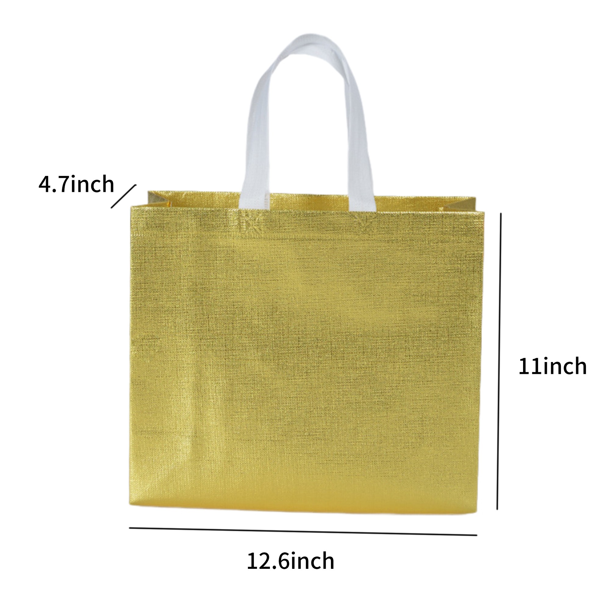 Laminated Non Woven Metallic Shopping Tote Bag 12.6" By 11.8" By 3.9" 2