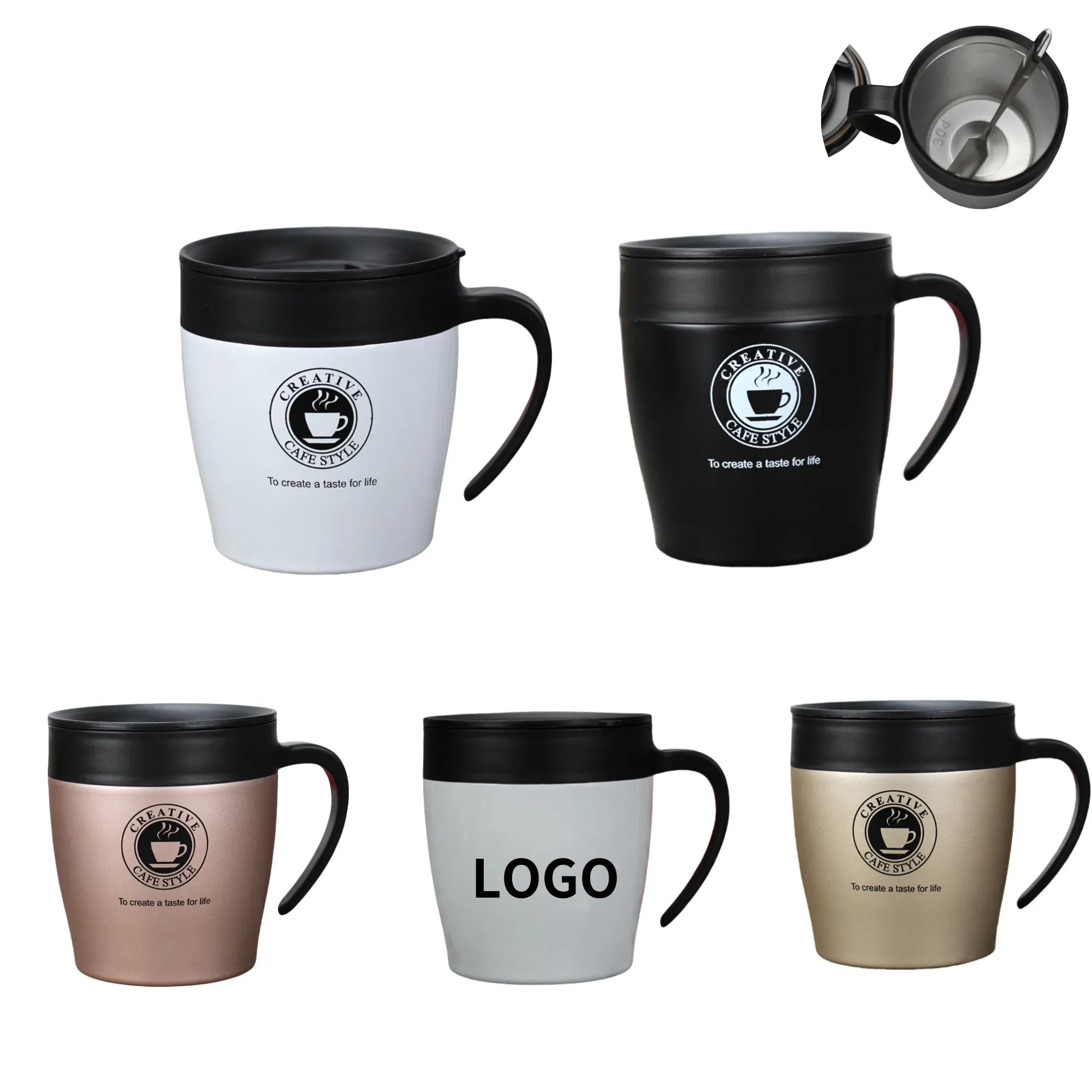 12oz Insulated Coffee Mug with Handle and Lid 4