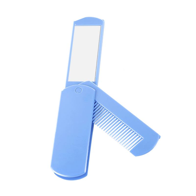 2 in 1 Folding Mini Travel Hair Brush w/Mirror 2