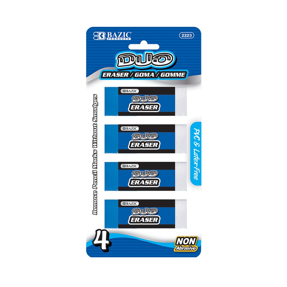 Pencil Erasers - Two-Tone Vinyl 4 Pack 1