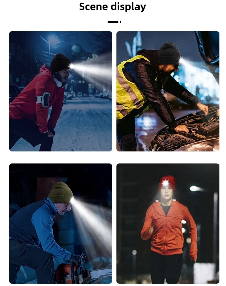 Bluetooth Beanie with LED Lights and Speakers - Rechargeable Unisex Winter Tech Hat 8