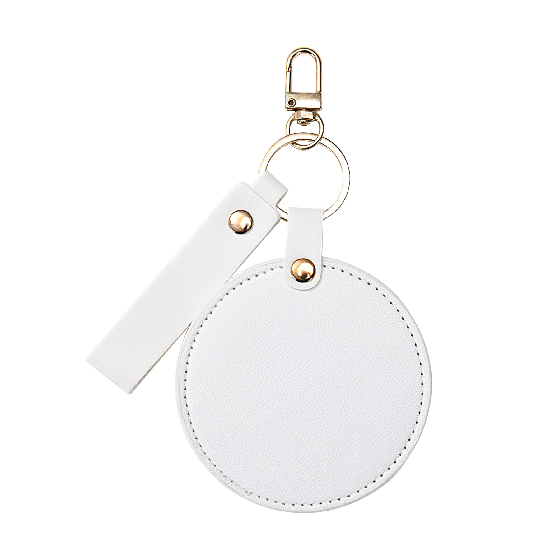 Compact Round Leather Makeup Mirror Keychains 11