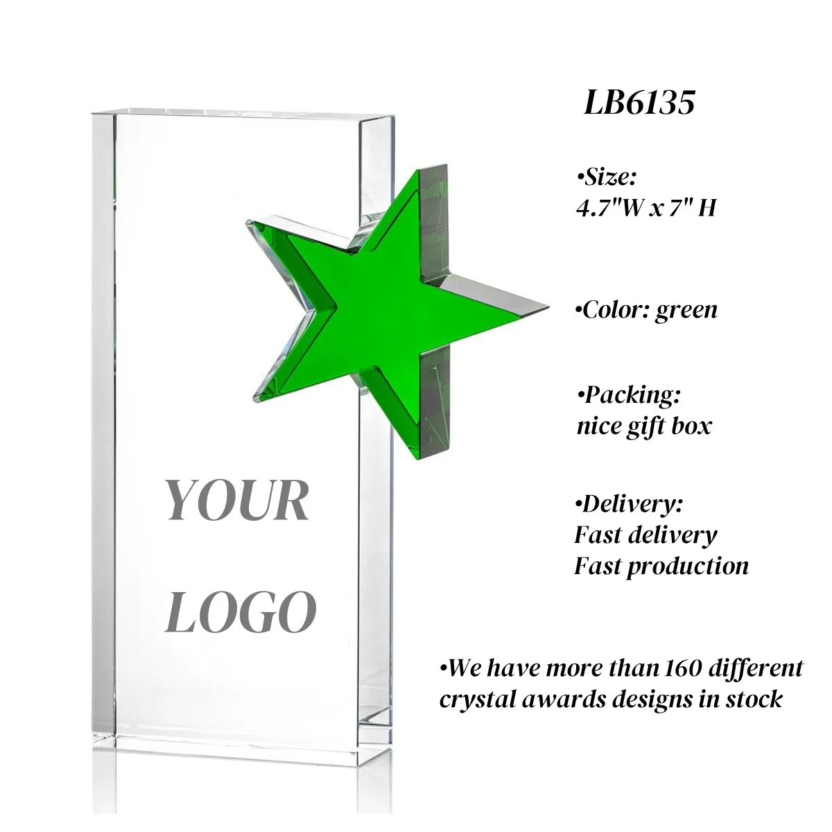 Star Crystal Award Supplier Glass Throphy Custom 2