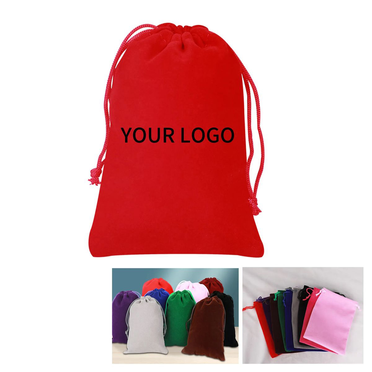 Velvet Christmas Drawstring Gift Bag with Tags 3