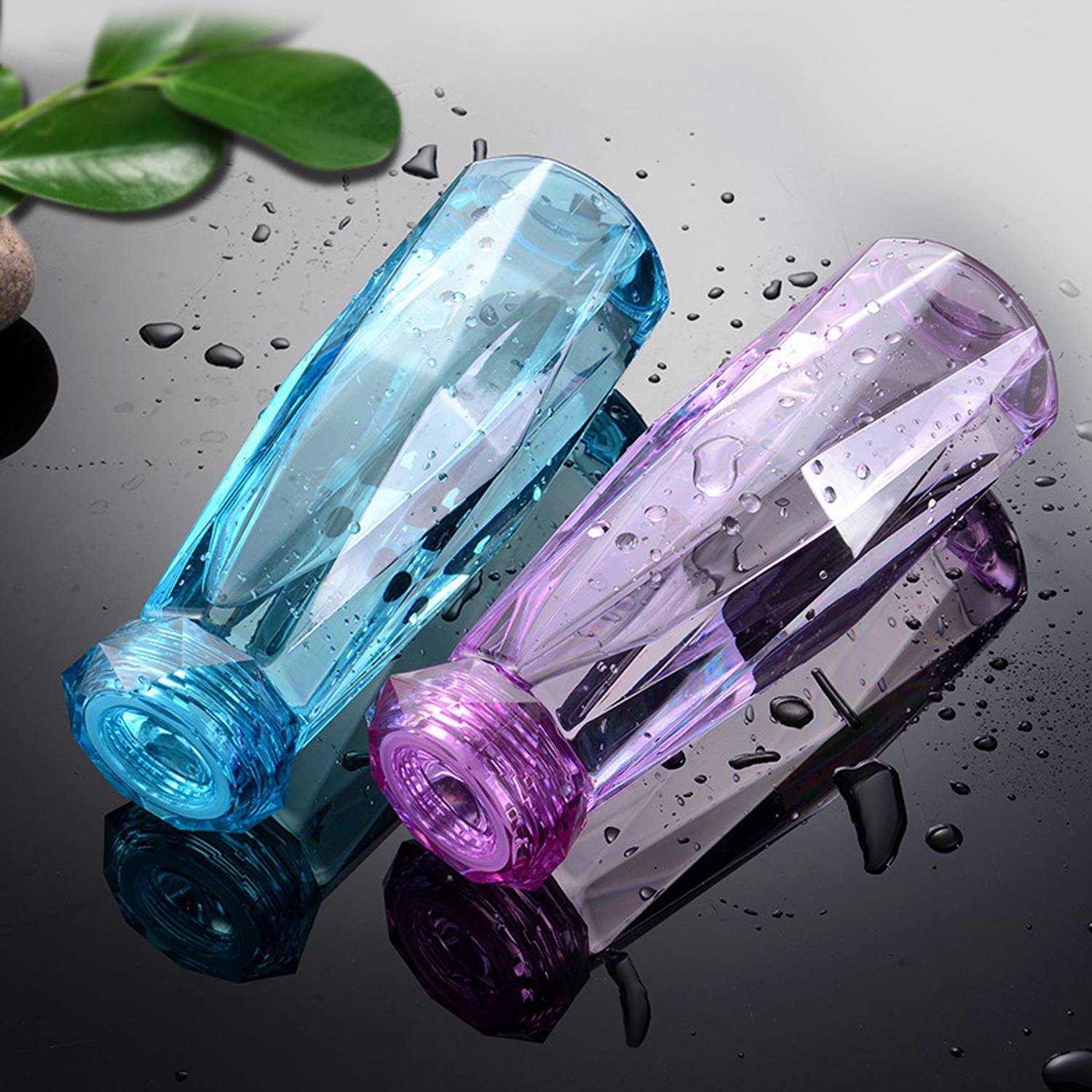 13.5-17Oz Diamond Shape Reusable Glass Bottle 6