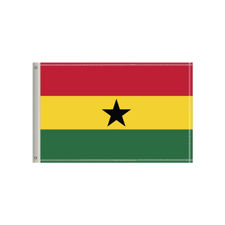 National Flag, Ghana, Single-Sided - 36"W x 24"H 1
