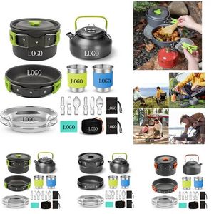 15pcs Camping Cookware Mess Kit 7