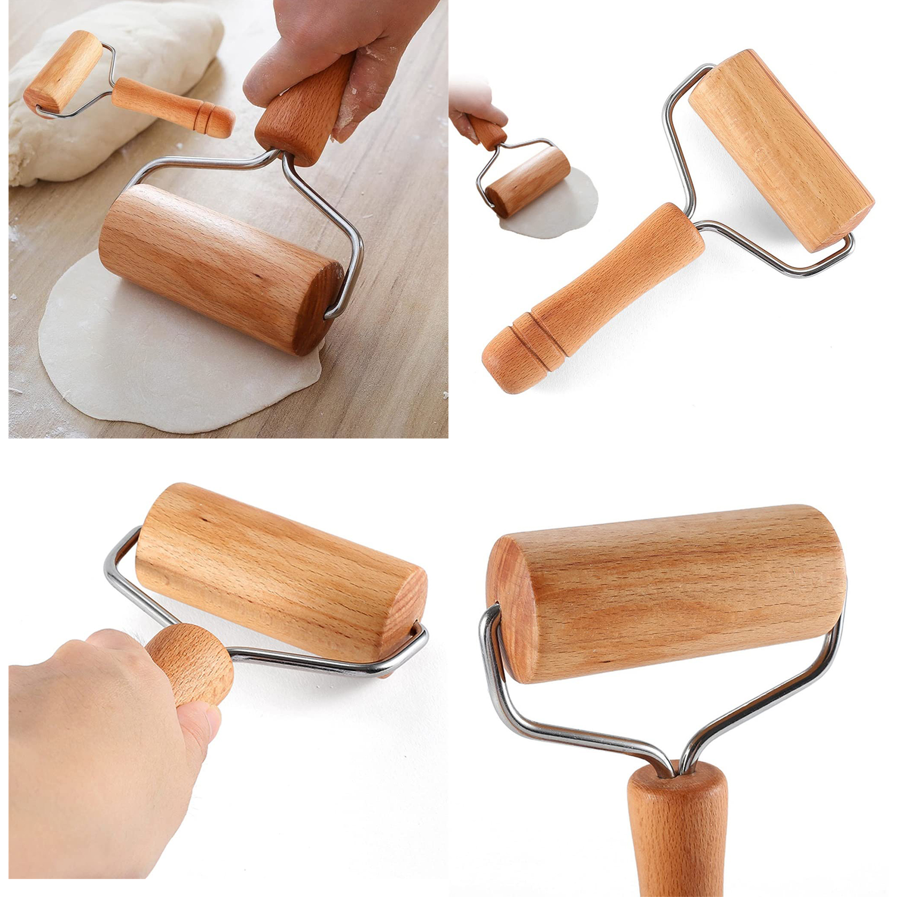 Wooden Rolling Pin Push Dough Roller 3