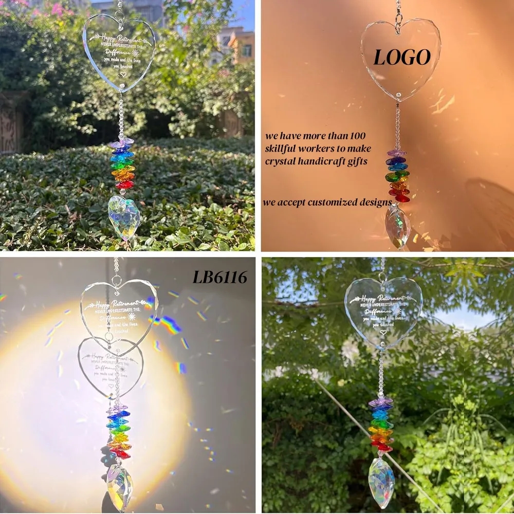 Custom Hanging Crystal Suncatcher Heart Rainbow Maker 2