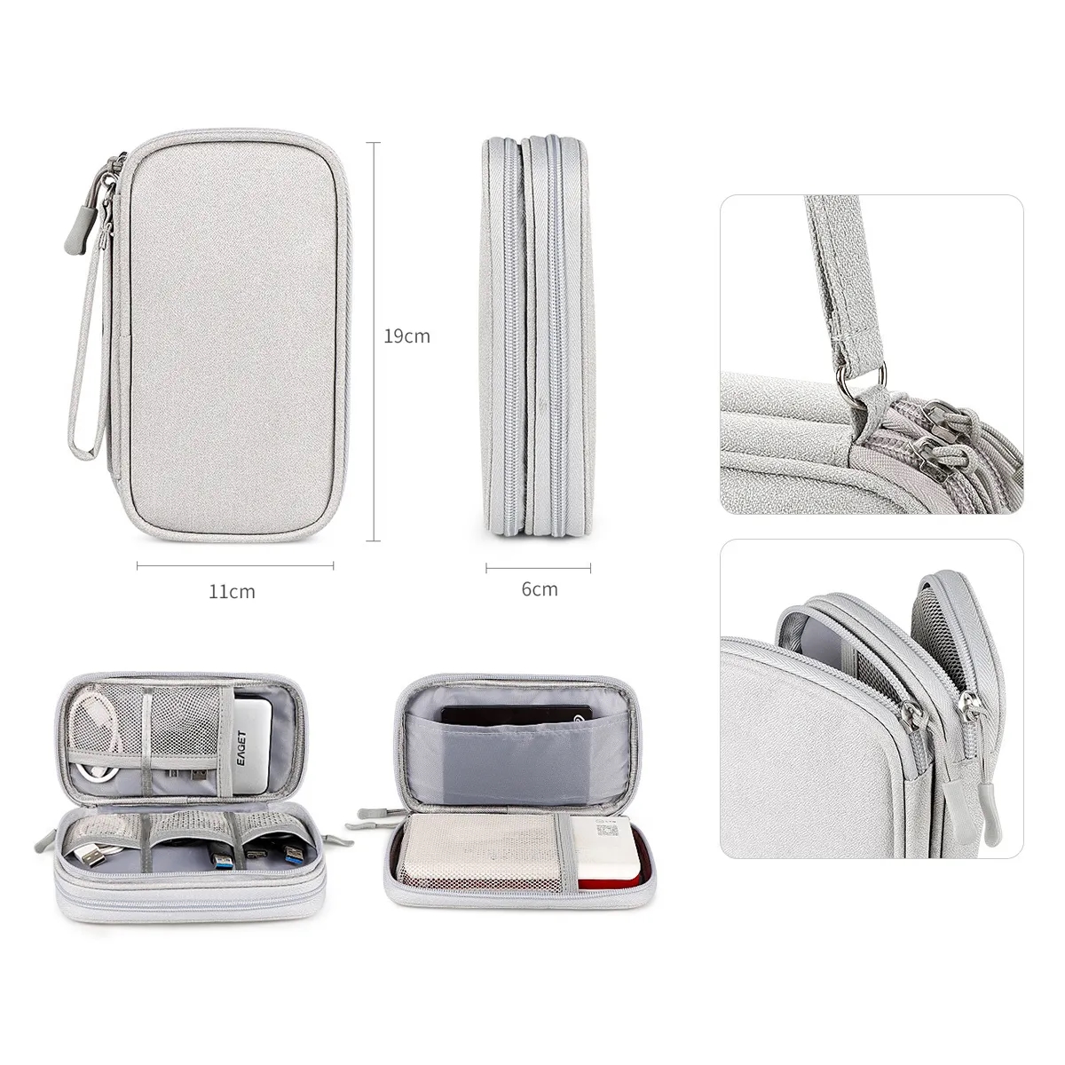 Waterproof Double Layers Travel Cable Organizer Pouch 6
