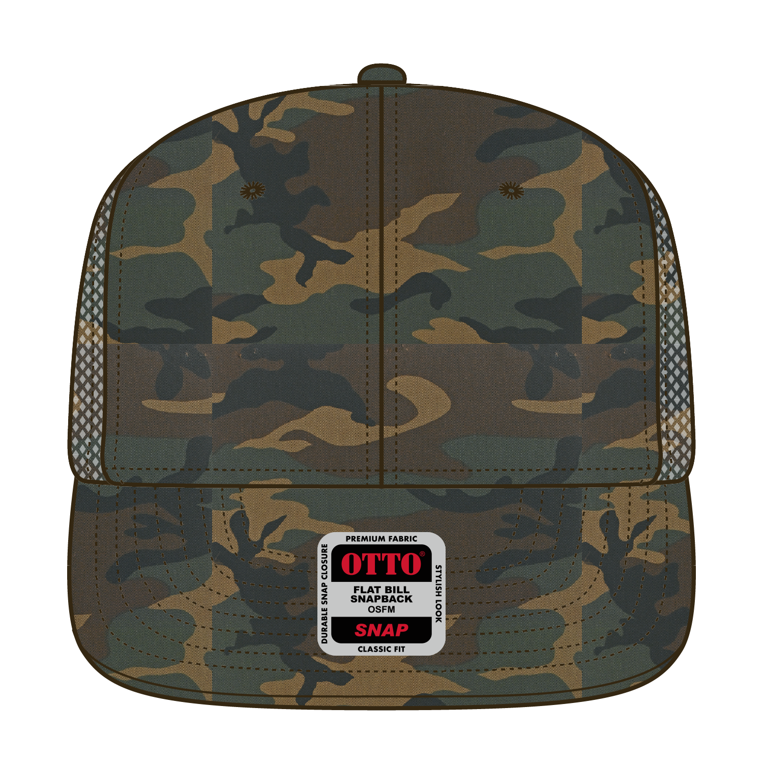 OTTO CAP® OTTO SNAP 6 Panel Pro Style Mesh Back Trucker Snapback Hat 107