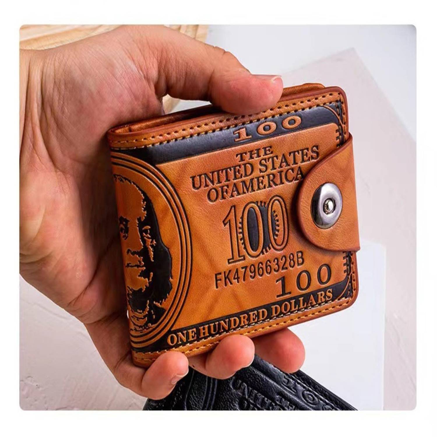 Vintage Business Folding Personalized Magnetic Buckle Wallet 3