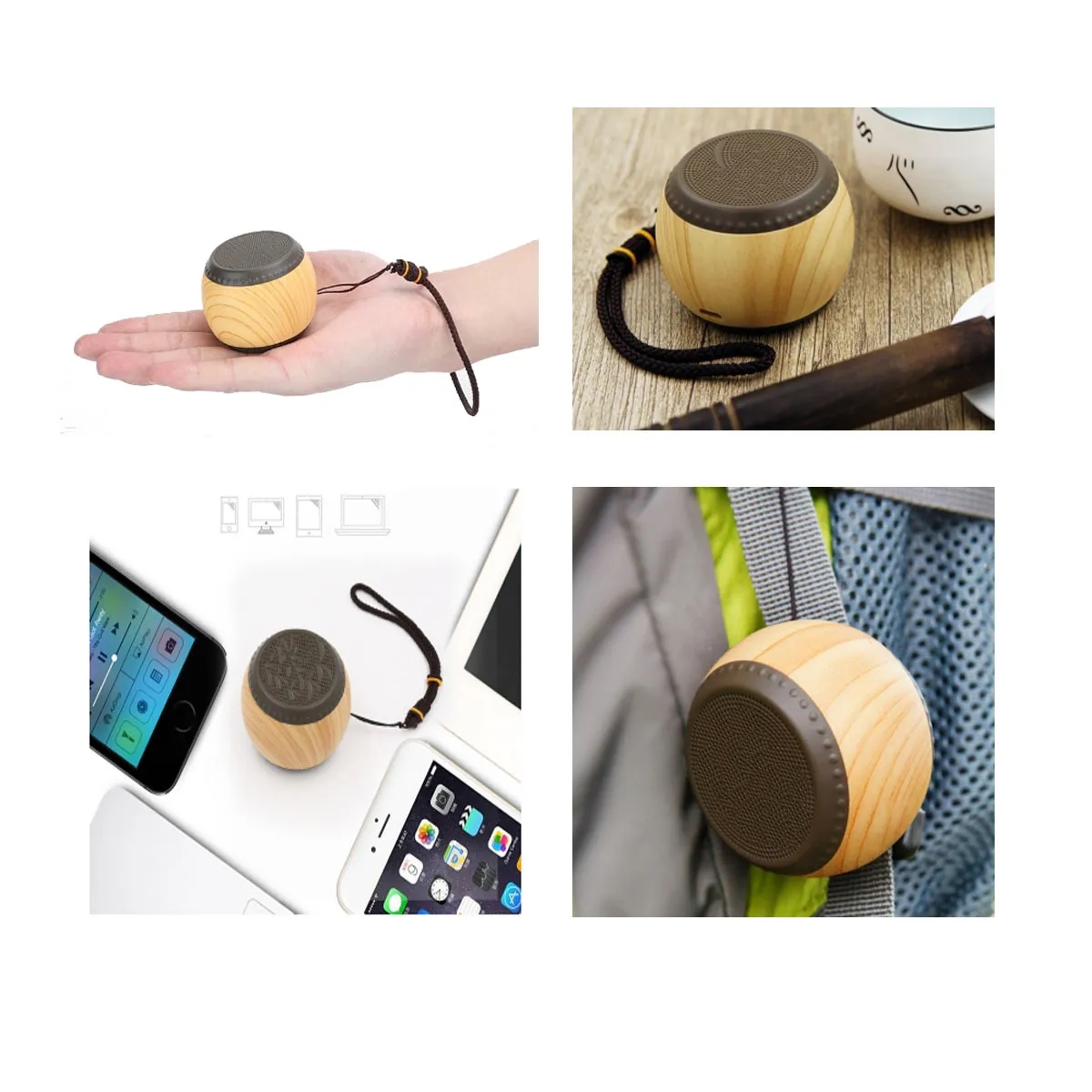 Portable Wooden Smart Small Drum Wireless Bluetooth Speaker 4
