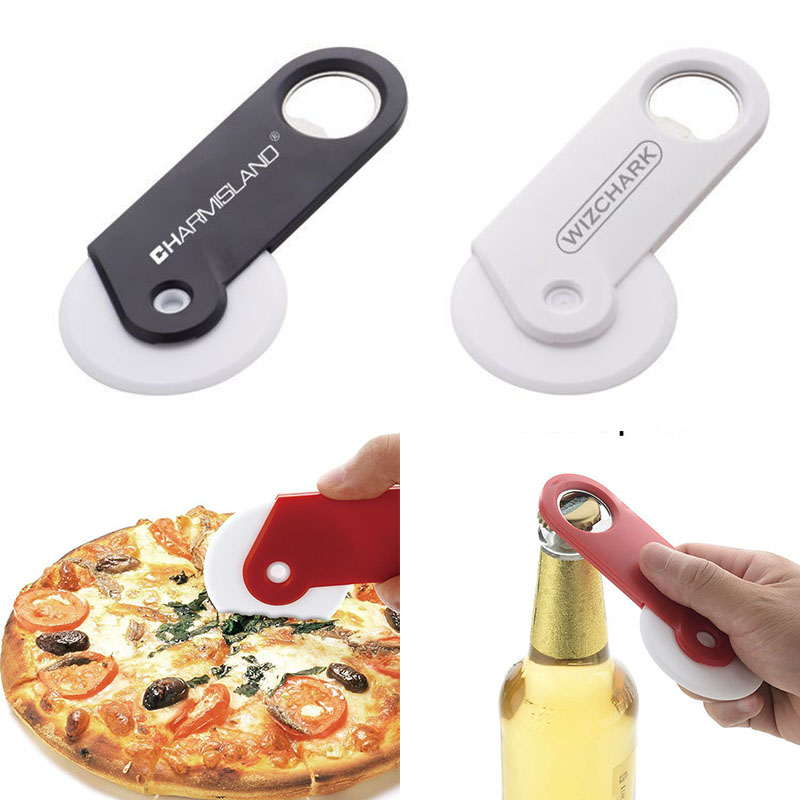 Pizza Cutter With Bottle Opener, custom kitchen gadget with logo imprint 2