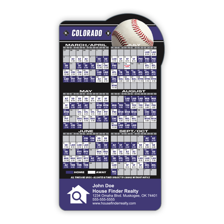 Magnet Sport Schedules - Baseball Shape (3.875x7.25) - 25 mil. 3