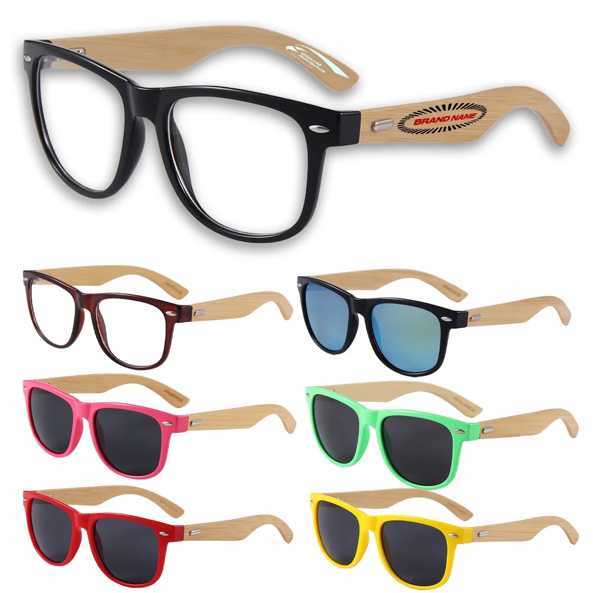 Classic Vintage Big Frame Sunglasses with Bamboo Wood Arms 4