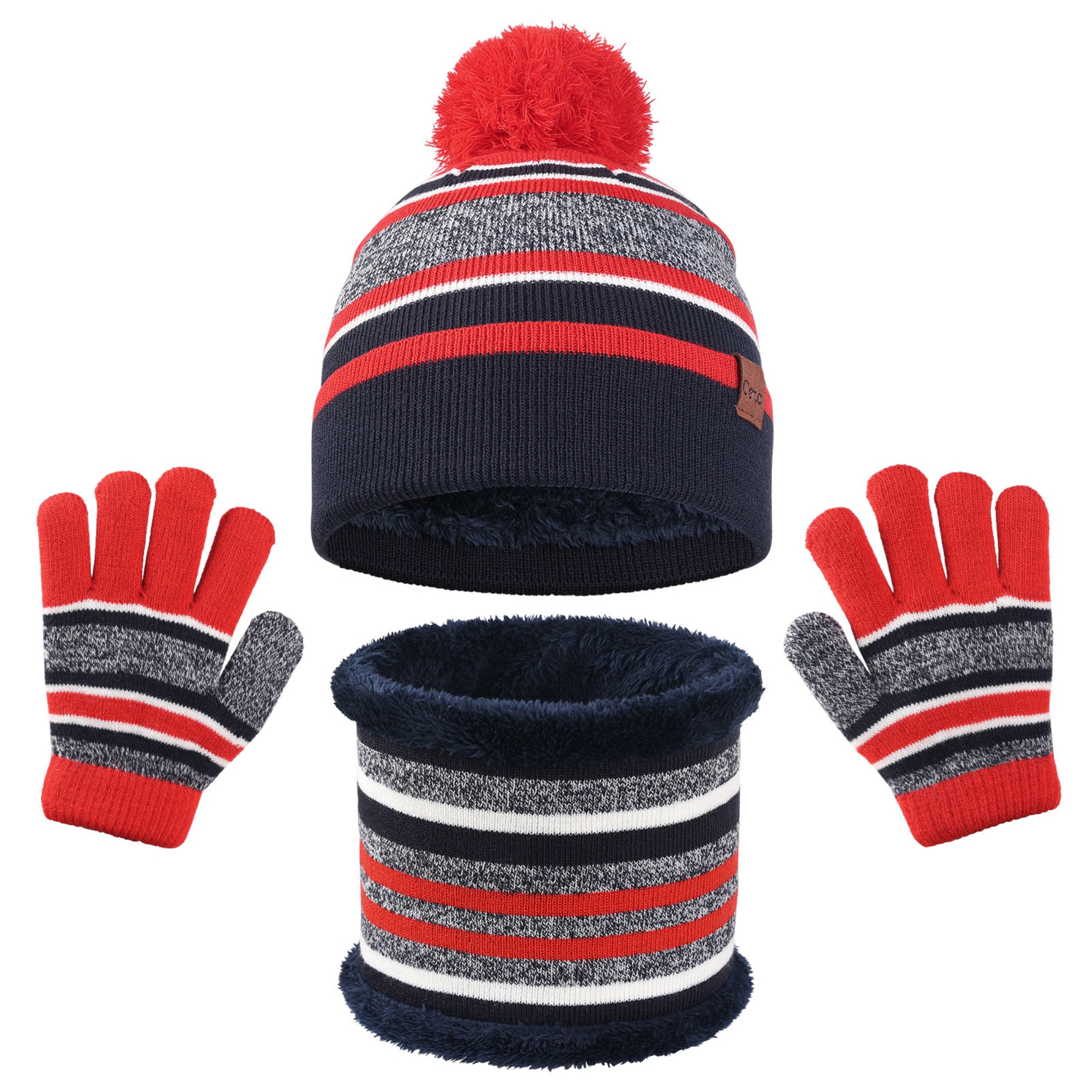 Children's Knitted Gloves Hat Scarf 3 Piece Set 3