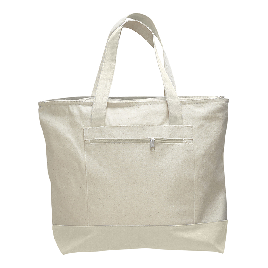 DailyMate Heavy Canvas Zipper Tote Bag with Color Handles, custom tote bag with logo imprint 2