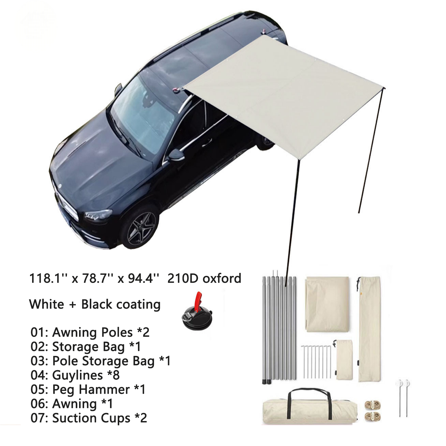118'' Waterproof Camping Tent Car Side Sunshade Awning tarp 13