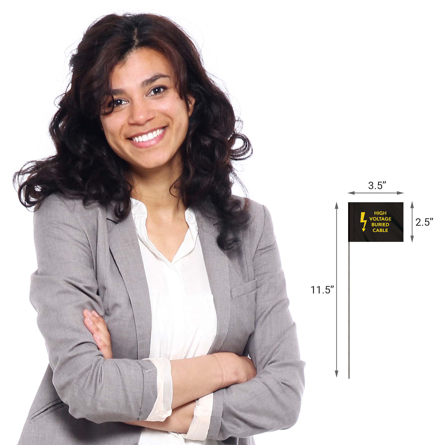 1-Color 2.5" x 3.5" Custom Vinyl Marking Flag with 11.5" Wire 18