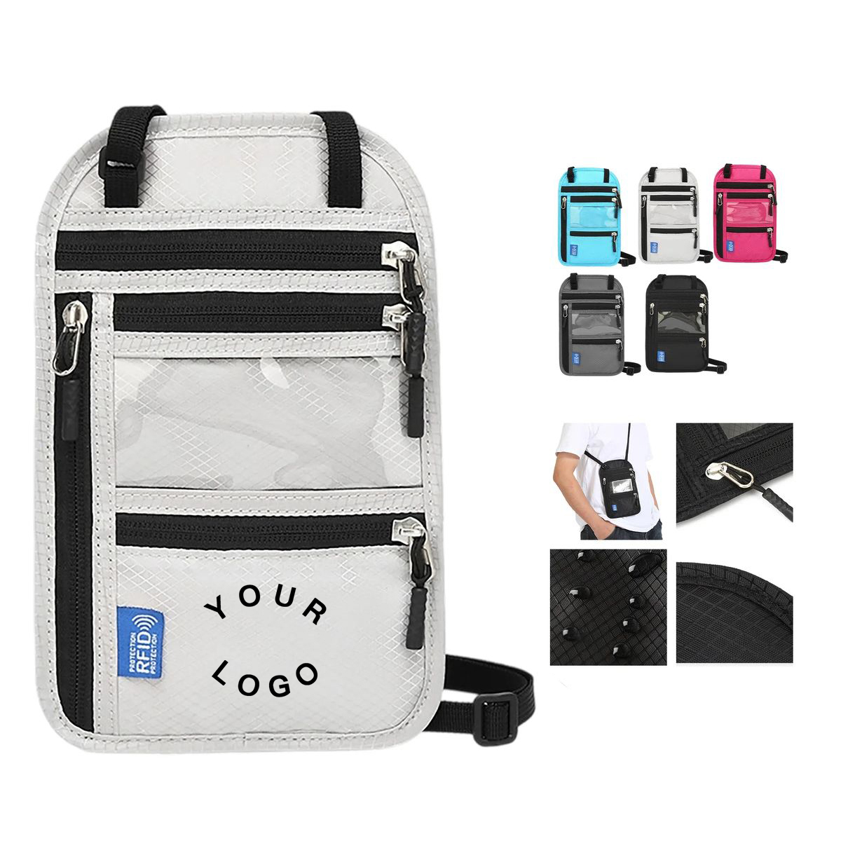 Passport Organizer with Adjustable Strap, custom luggage tag with logo imprint 4