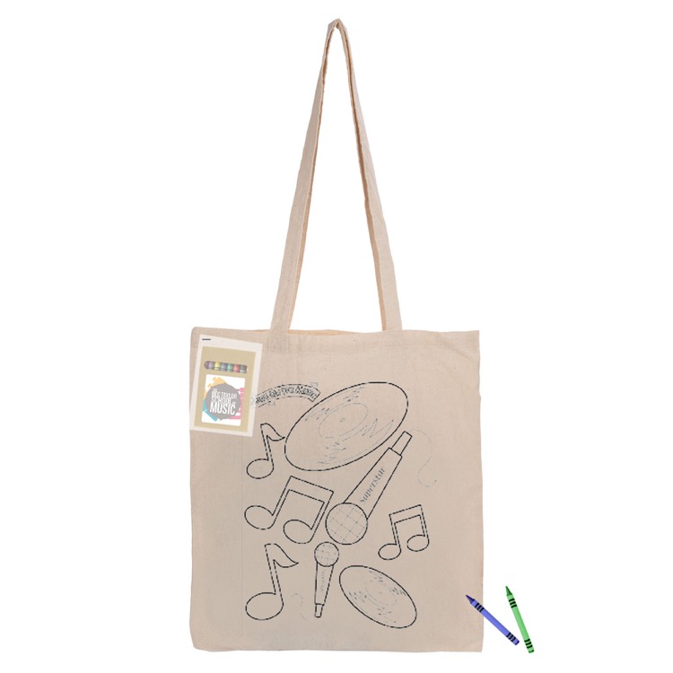 Colouring Long Handle Calico Shopper, custom tote bag with logo imprint 3