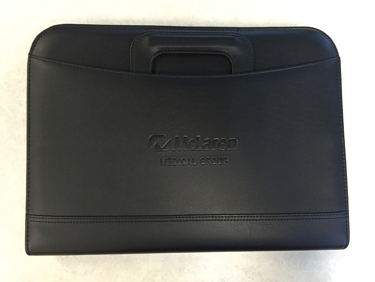 1" 3 Ring Padfolio w/ Retractable Handles and Zipper Closure 6