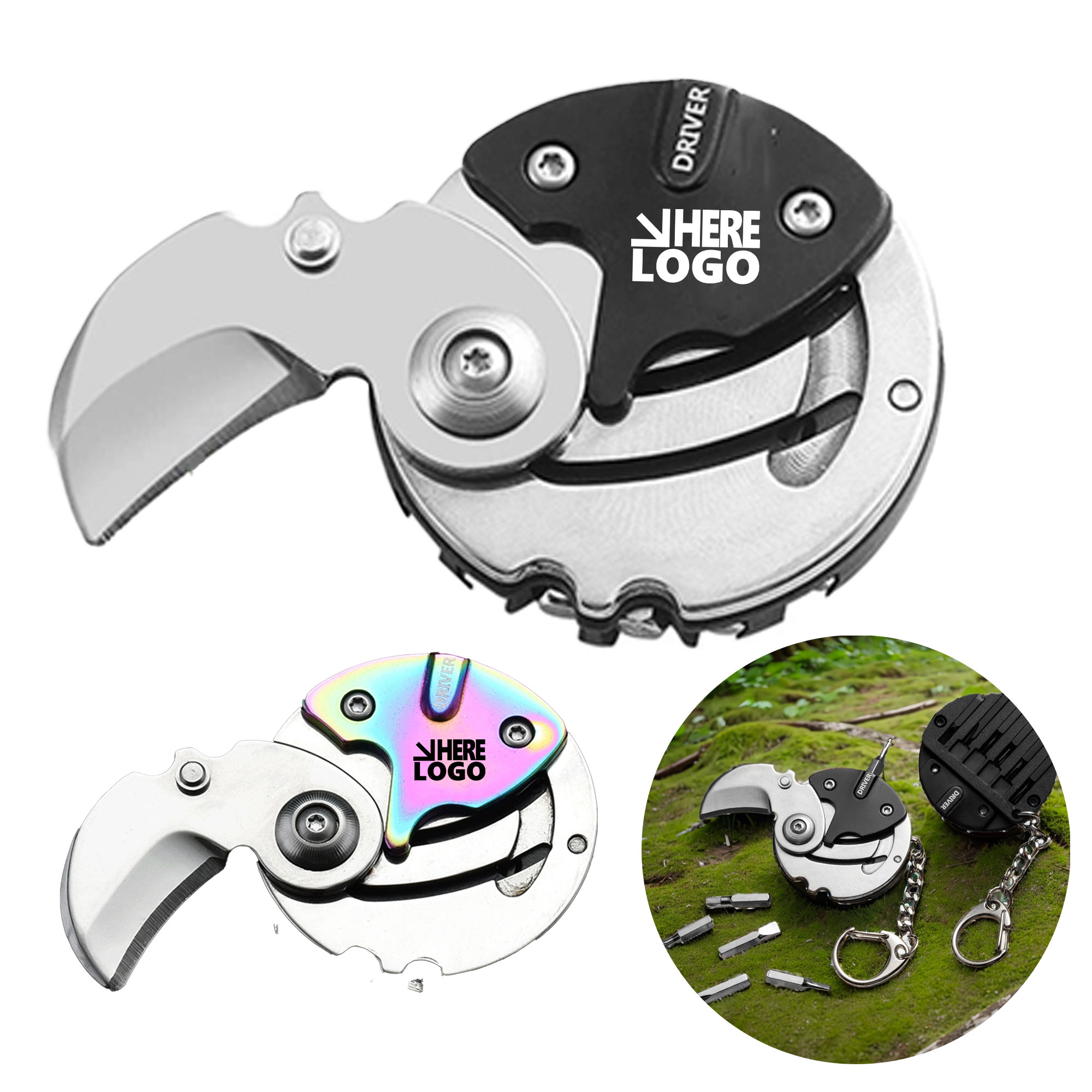 MOQ 20 Coin Pocket Knife With Screwdriver Set Mini Tool 2