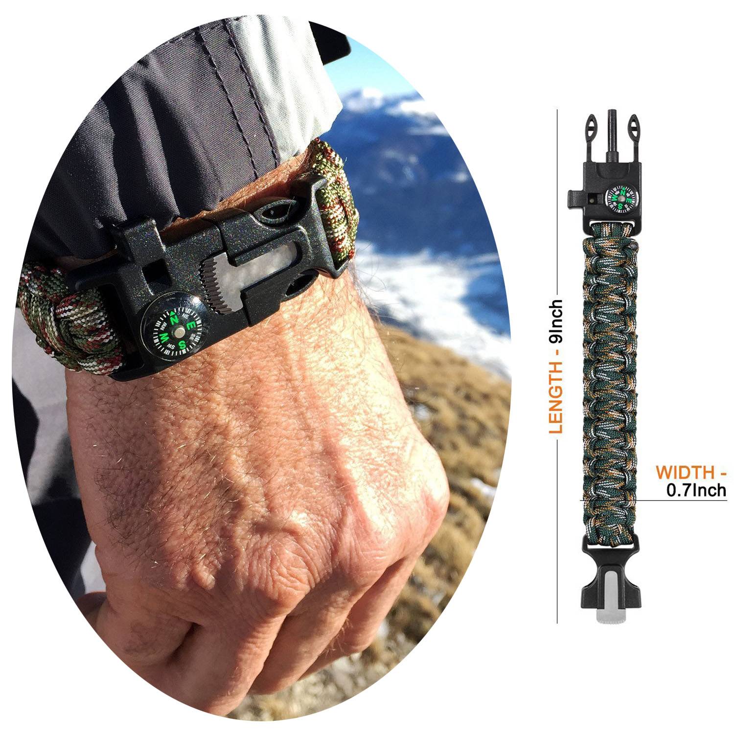 Paracord Bracelet with cutter blade & compass 4