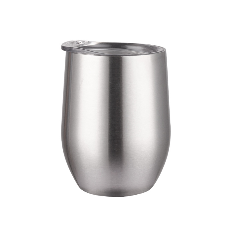 12 OZ Wine Stainless Steel Stemless Double Wall Vacuum Glasses Thermal Tumbler/ Straw Holes 10
