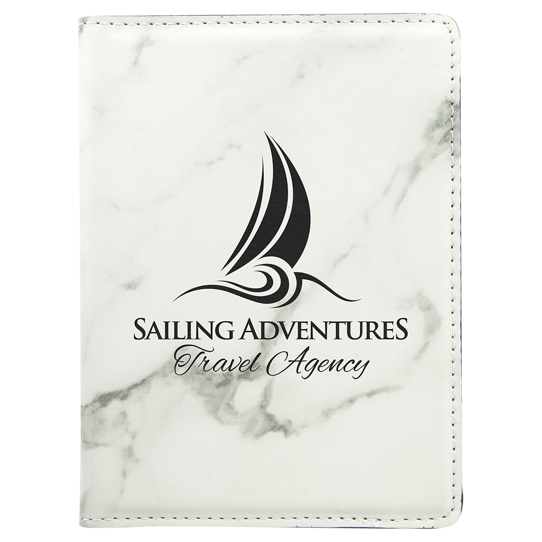 4 1/4" x 5 1/2" White Marble Leatherette Passport Holder 2