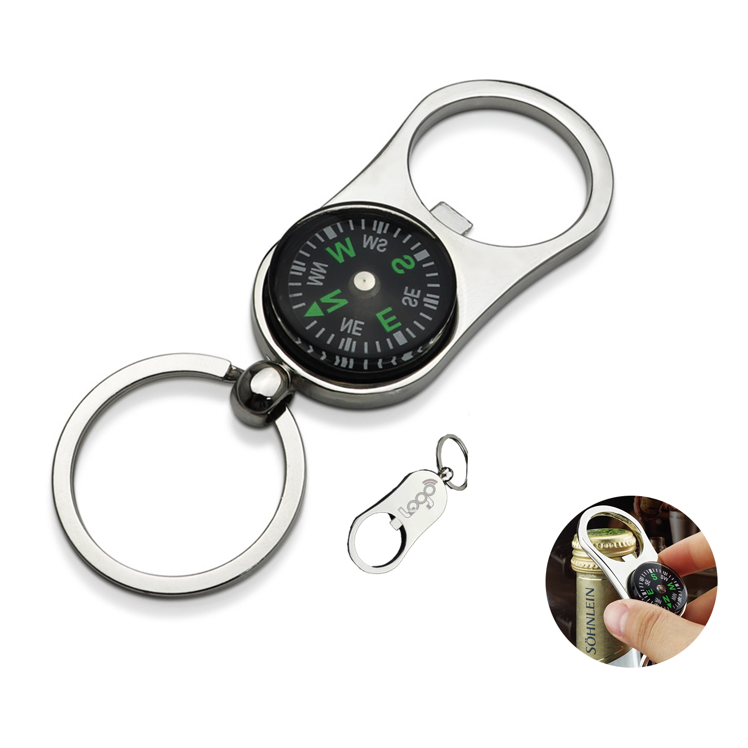 Multi-Function Keychain with Opener and Compass 2